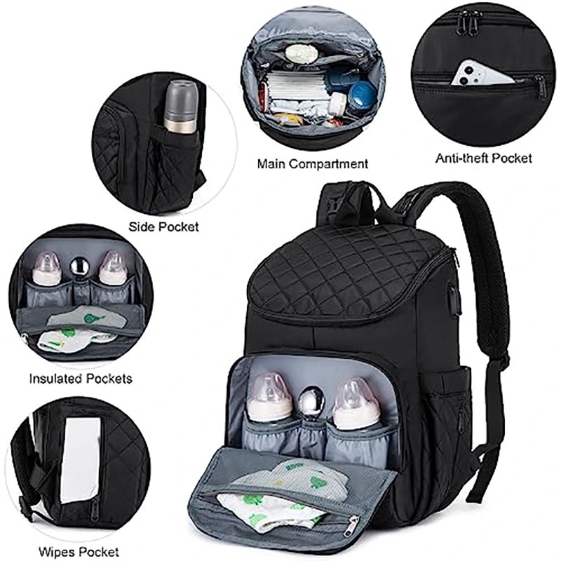 Portable Waterproof Style Diaper Bag with Changing Pad for Boys Girls